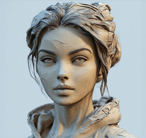 Clay style 3D portrait of woman